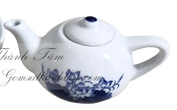 Sản phẩm ấm chén men xanh vẽ sen mini
