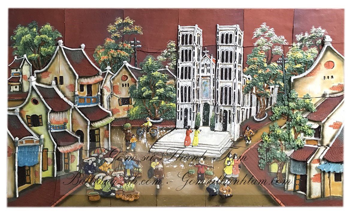 Tranh gốm sứ cảnh phong thủy, tranh gốm sứ non nước Việt Nam đẹp nhất