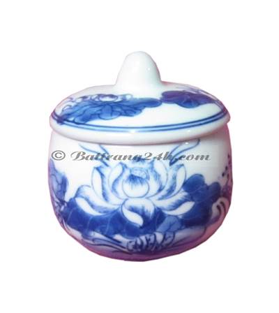 Bát trà sâm để trên ban thờ cúng vẽ hoa sen gốm sứ Bát Tràng cao cấp