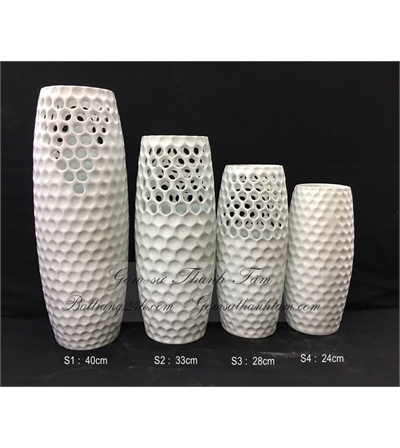 Bình hoa trắng gốm sứ Bát Tràng cắm hoa đẹp, giá rẻ