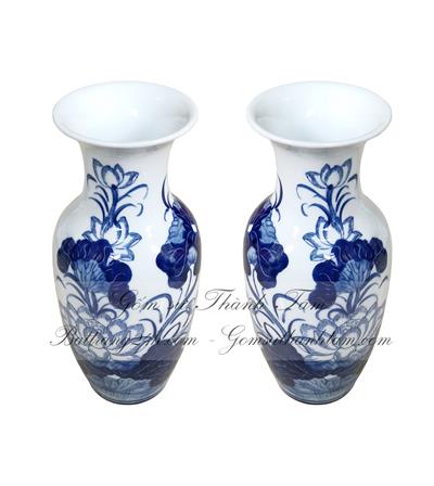 Lọ lục bình vẽ hoa sen cao cấp đẹp